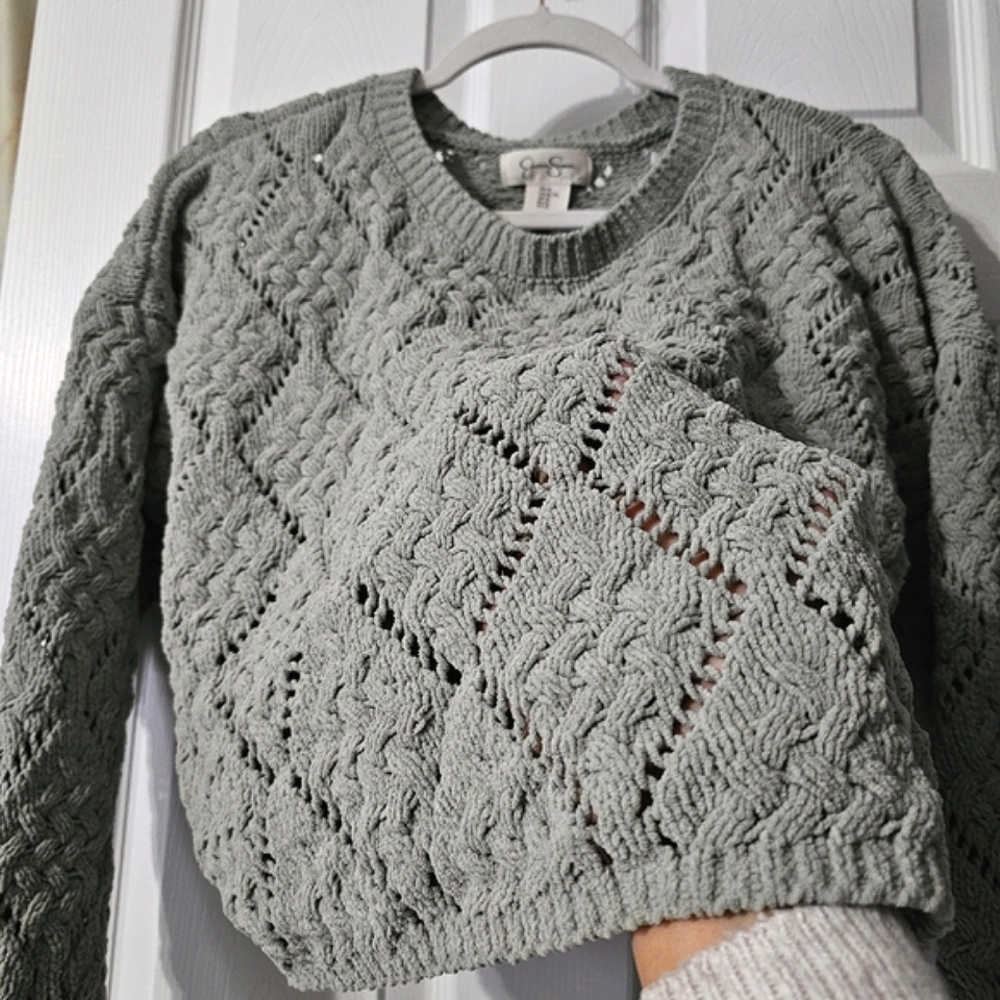 Jessica Simpson Cropped Open Knit Sweater - Size XL - Picture 8 of 12